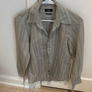 Hugo Boss Taupe Striped Casual Shirt s 37/38